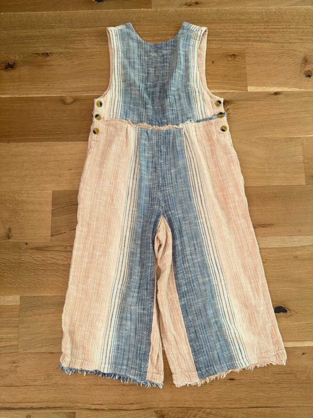 Free People Striped Blue and Peach Wide-Leg Jumpsuit